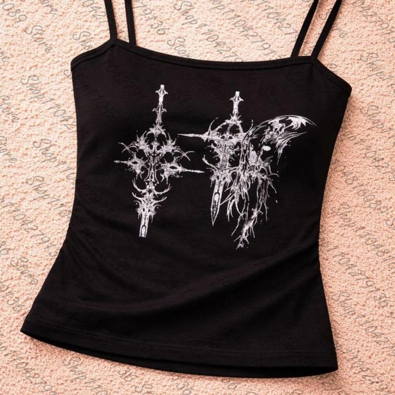 Y2K Graphic Baby Tee Crop - Top Corsetto Gotico da Donna con