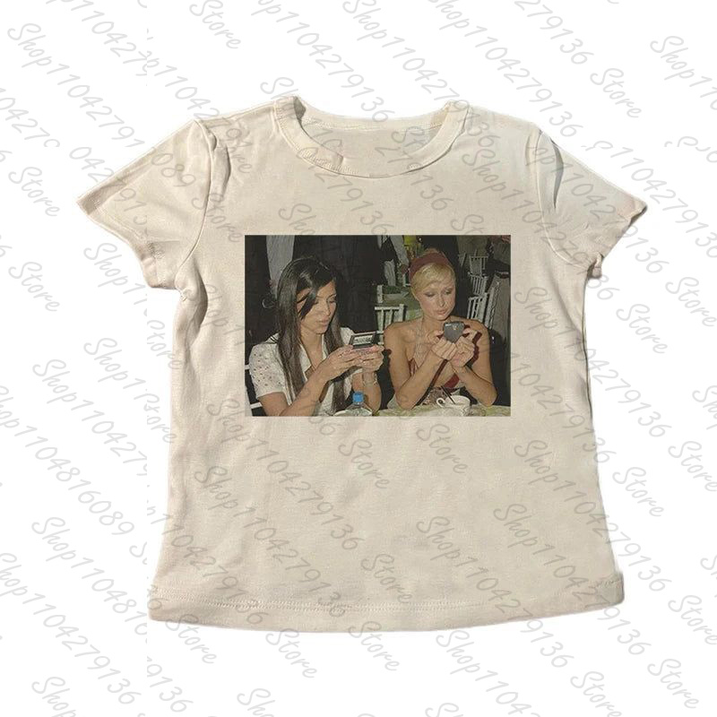 Y2K Graphic Baby Tee Crop - T-shirt Crop Top Donna Stile Punk