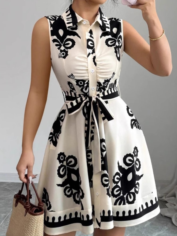 French Vintage Floral Midi Dress - Abito casual estivo di nuova moda