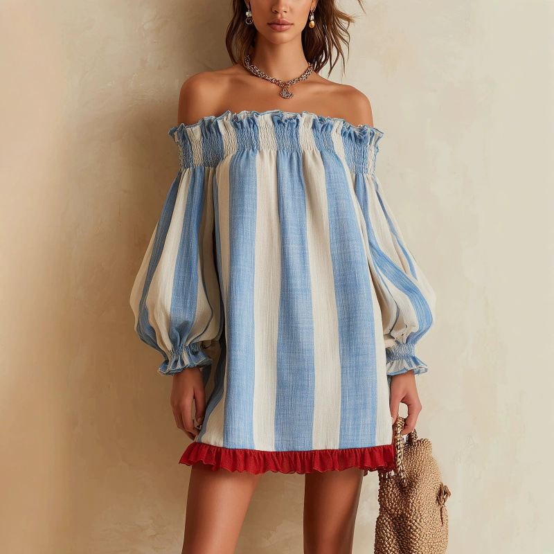 Off Shoulder Puff Sleeve Sundress - 2026 Abito da Donna con Spalle