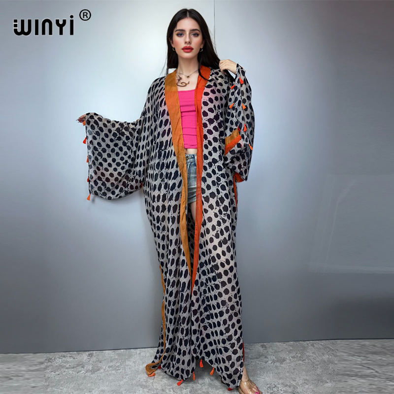 Boho Summer Beach Maxi Dress - WINYI Abito Estivo Kimono America Boho