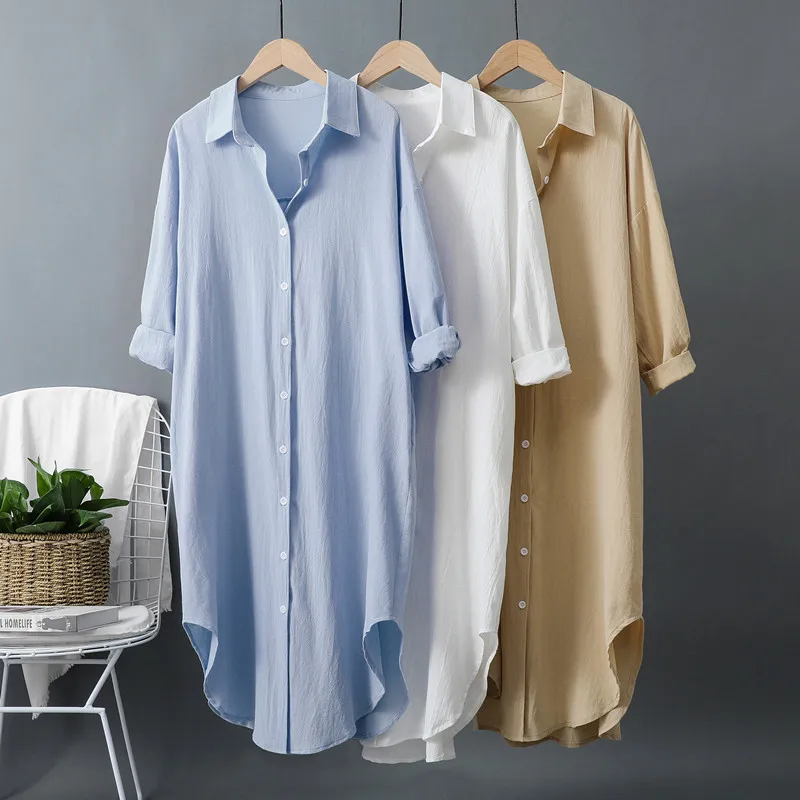 Casual Loose Linen Shirt Dress - Nuovi Abiti Lunghi da Donna in