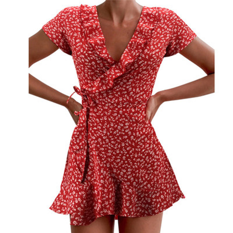 French Vintage Floral Midi Dress - Abito estivo a trapezio Floal da