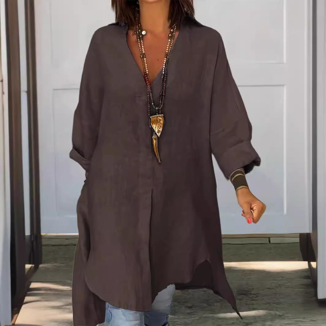 Casual Loose Linen Shirt Dress - Nuovo Abito Camicia Casual da Donna