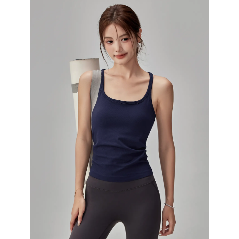 Seamless Ribbed Workout Tank Top - Top a Costine Senza Cuciture da
