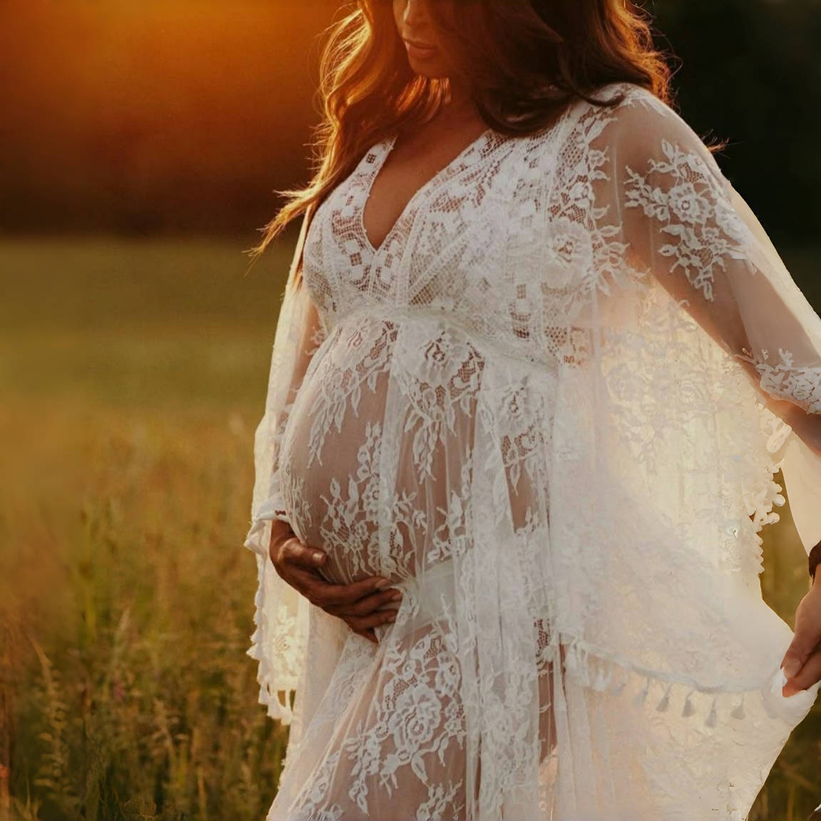 Boho Summer Beach Maxi Dress - Boho Lace Matenrity Servizio fotografico Abiti