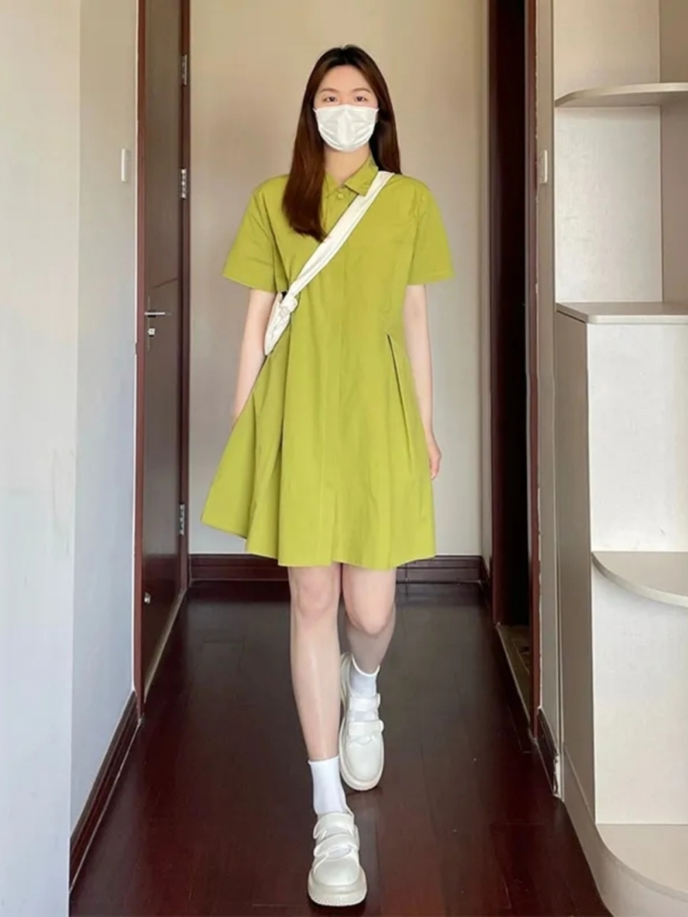 Korean Style A Line Shirt Dress - Abito estivo casual da donna taglie