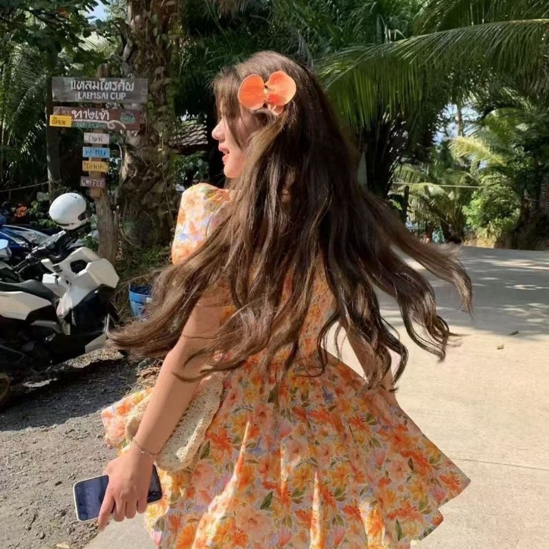 Off Shoulder Puff Sleeve Sundress - Nuovo Abito Mini 2026 con Stampa