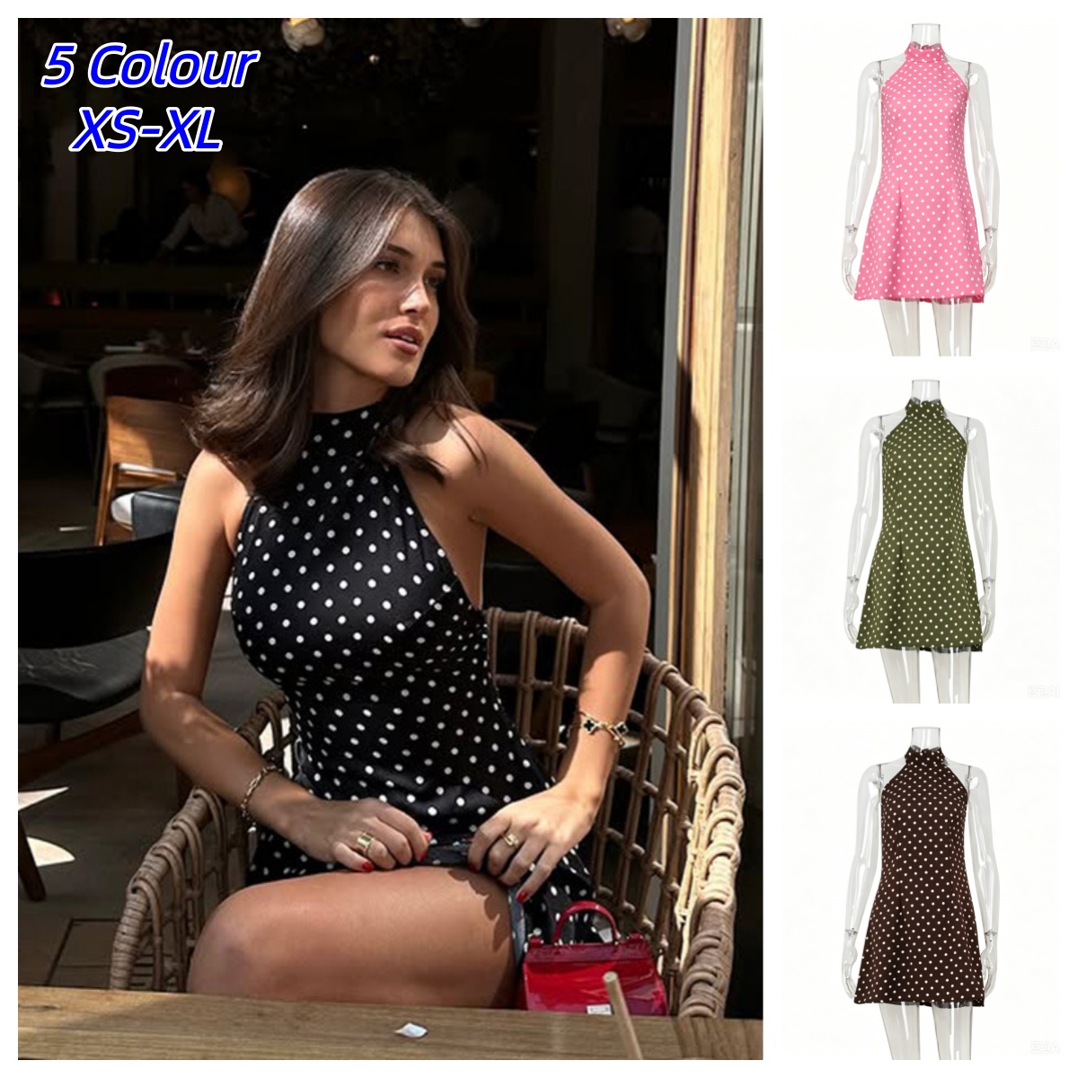 Y2K Backless Halter Mini Dress - Abito Y2K sexy retrò con stampa