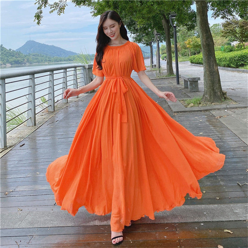 French Vintage Floral Midi Dress - 2023 nuove donne vestito estivo grande