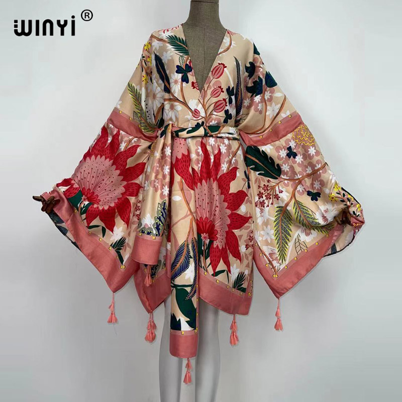 Boho Summer Beach Maxi Dress - WINYI Abiti Autunnali da Donna, Cardigan,