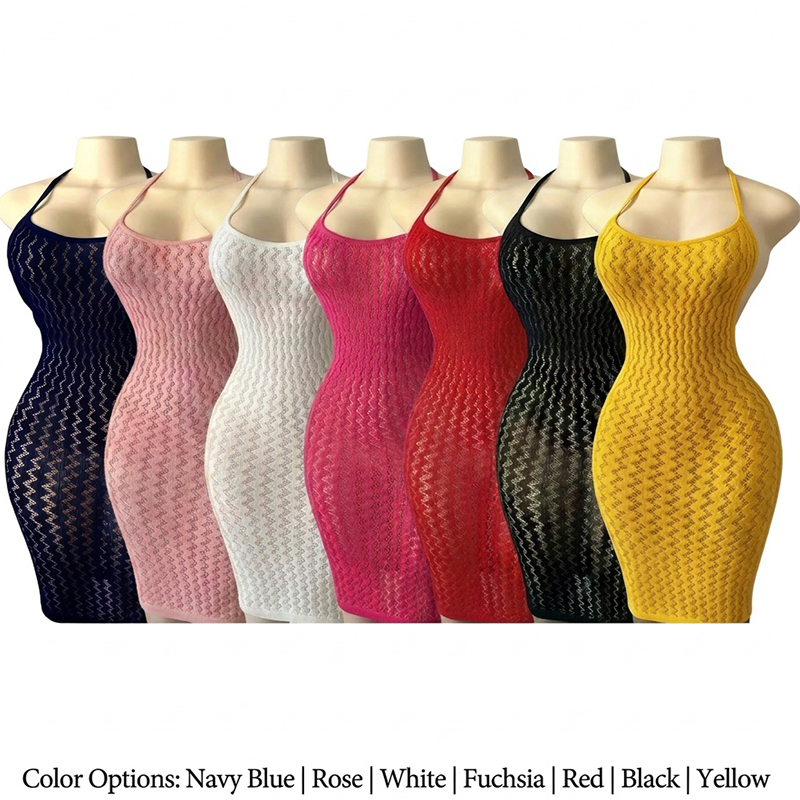 Sexy Mesh Sheer Bodycon Dress - Abito Copricostume da Spiaggia in Rete