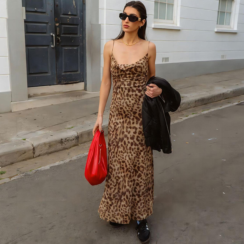 French Vintage Floral Midi Dress - Abito da donna sexy con stampa