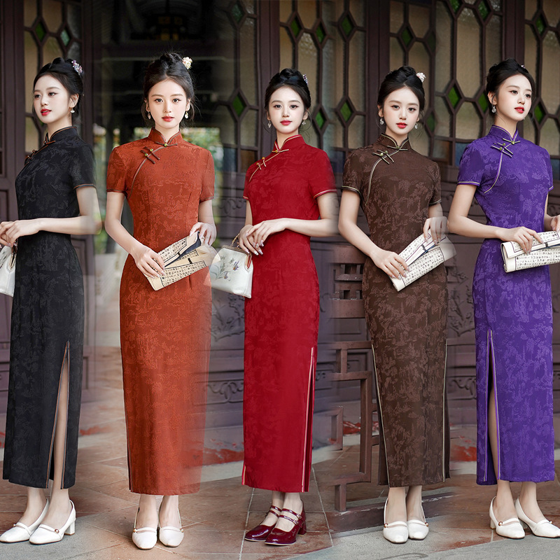 Dresses - Nuovo Abito Lungo Cheongsam Rosso Elegante