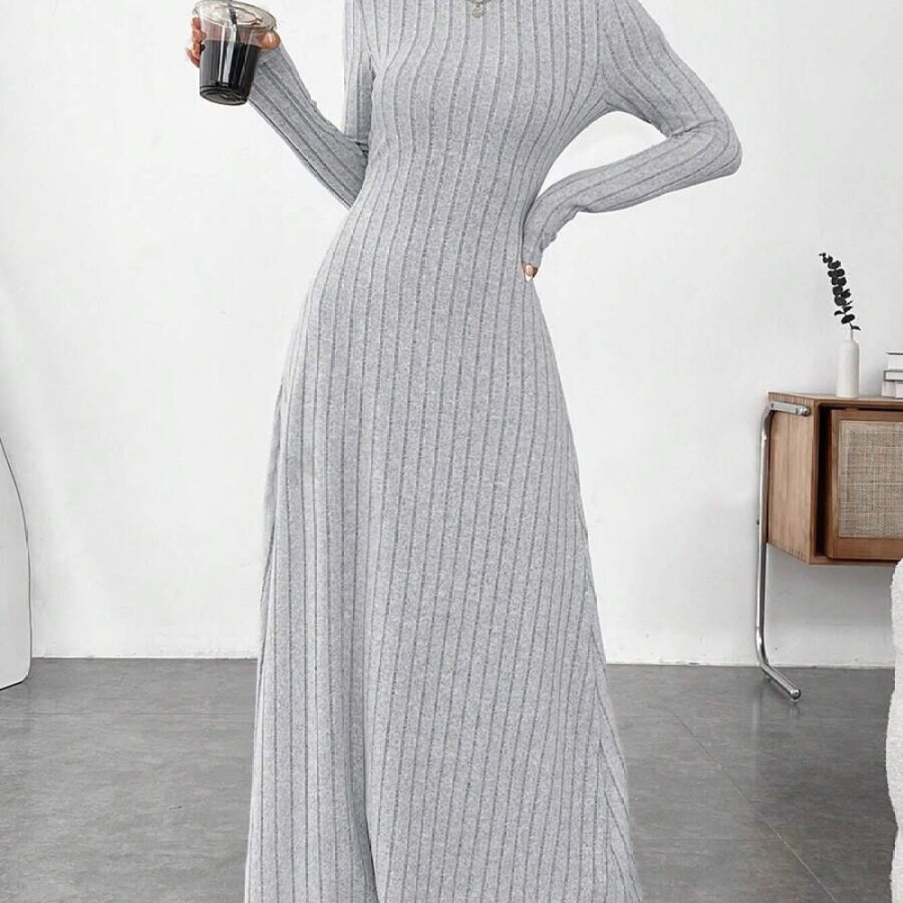 Elegante Abito Autunnale a Col - Bodycon Long Sleeve Ribbed Dress recensione e prezzo