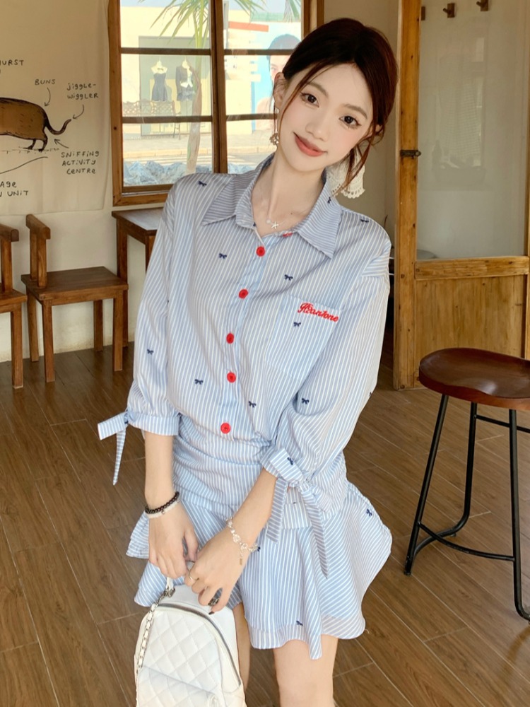 Abito Camicia a Righe Stile Co - Korean Style A Line Shirt Dress recensione e prezzo