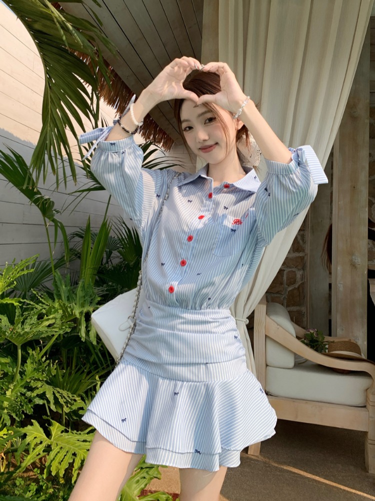 Abito Camicia a Righe Stile Co - Korean Style A Line Shirt Dress recensione e prezzo
