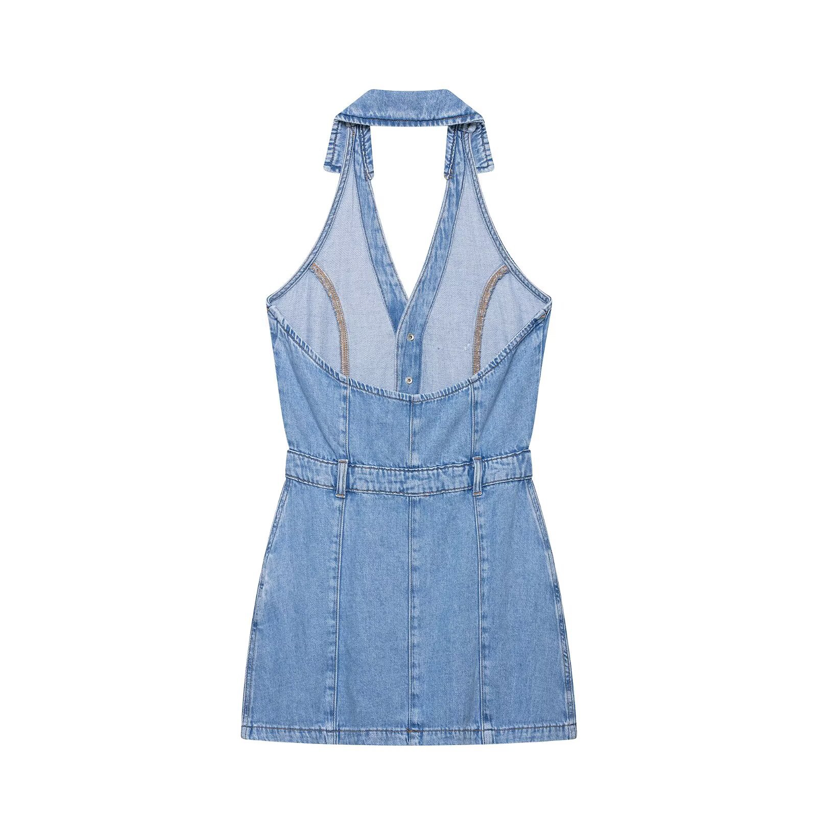 Miniabito in denim Y2K da donn - Y2K Backless Halter Mini Dress recensione e prezzo