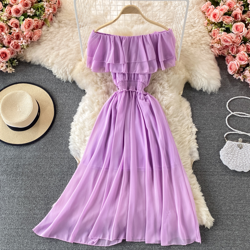 Abito da spiaggia da donna gia - Off Shoulder Puff Sleeve Sundress recensione e prezzo