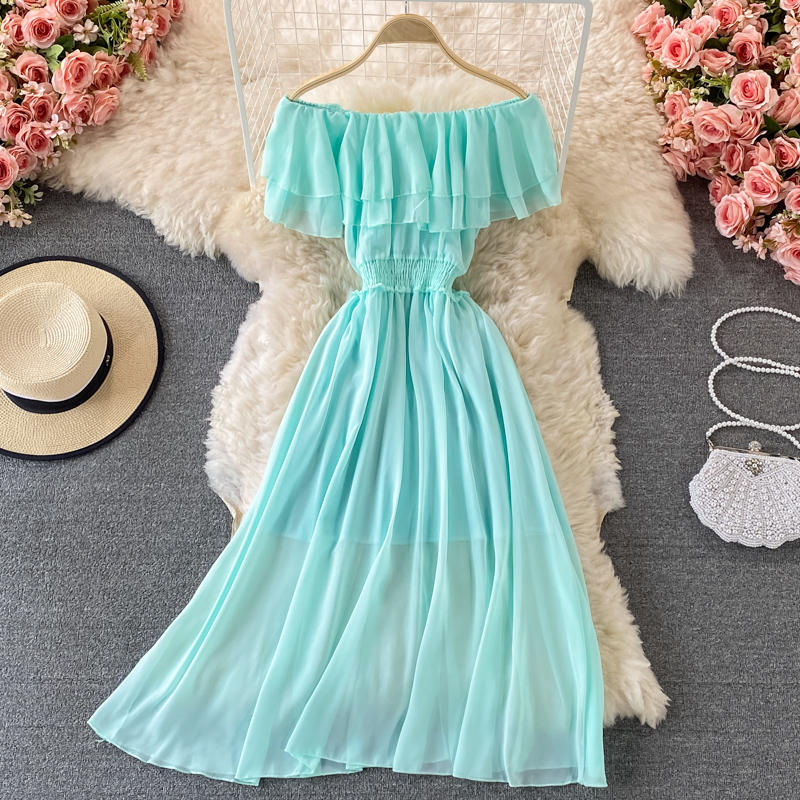 Abito da spiaggia da donna gia - Off Shoulder Puff Sleeve Sundress recensione e prezzo