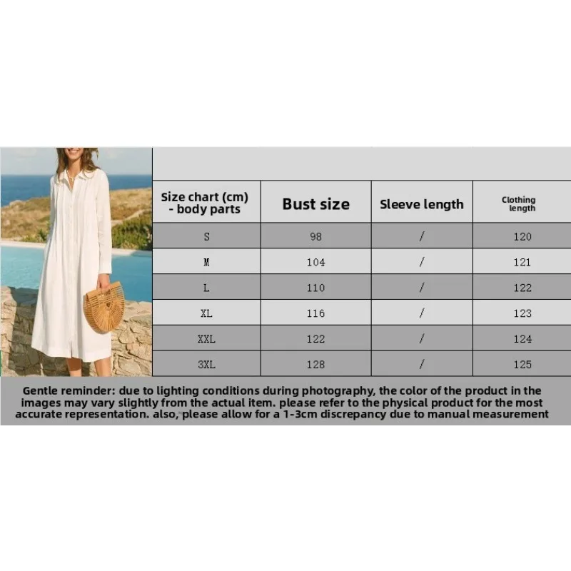 Abito Lungo Europeo in Tessuto - Casual Loose Linen Shirt Dress recensione e prezzo