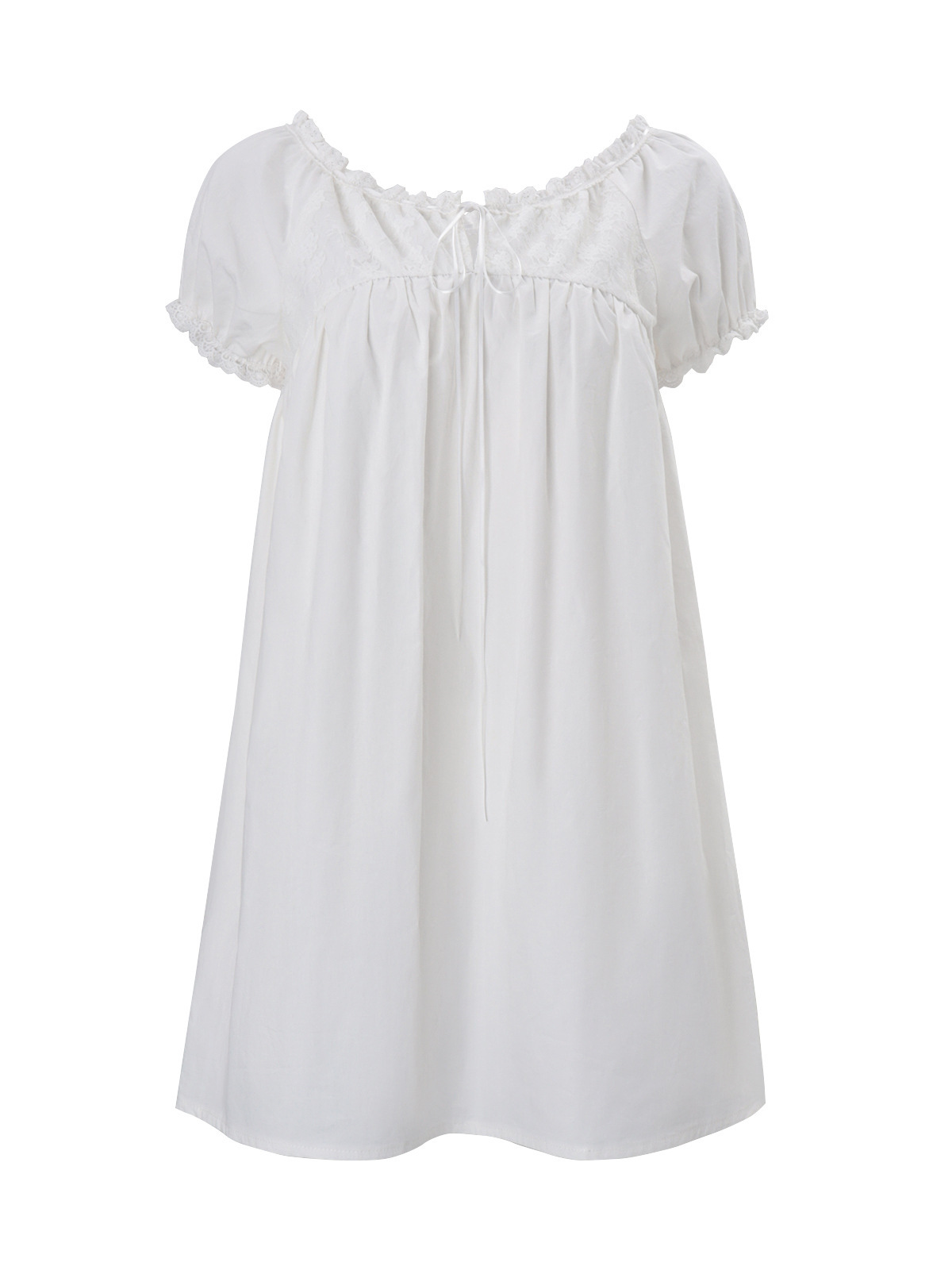 Miniabito bianco in pizzo con  - Off Shoulder Puff Sleeve Sundress recensione e prezzo