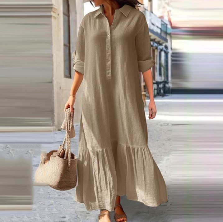 Abito camicia da donna in lino - Casual Loose Linen Shirt Dress recensione e prezzo