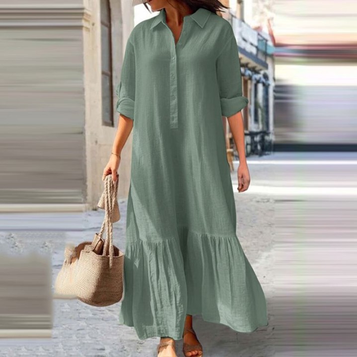 Abito camicia da donna in lino - Casual Loose Linen Shirt Dress recensione e prezzo
