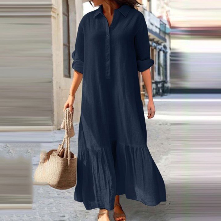 Abito camicia da donna in lino - Casual Loose Linen Shirt Dress recensione e prezzo