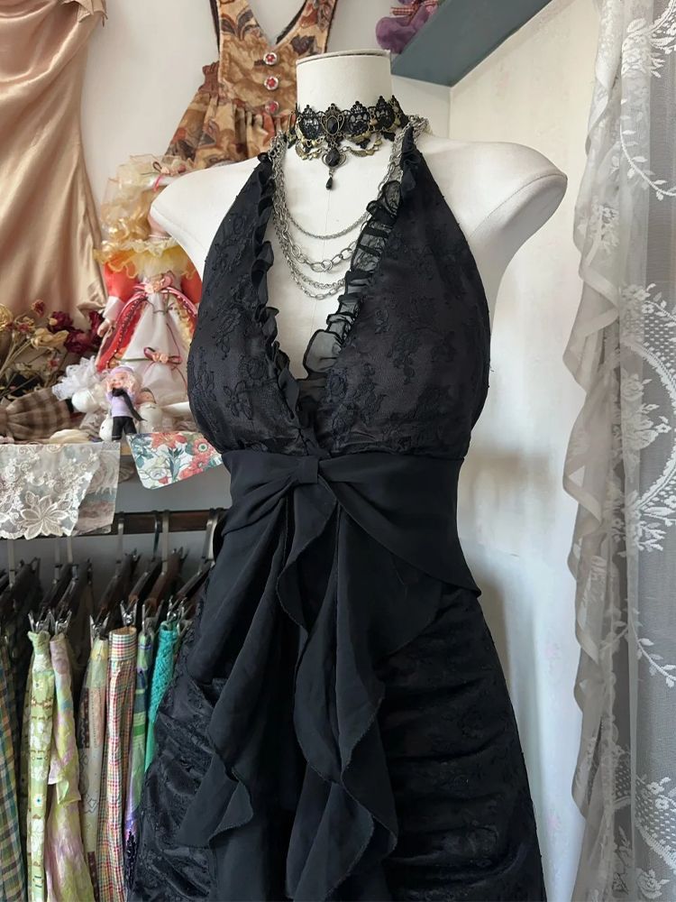 Abito Vintage Y2k Senza Manich - Y2K Backless Halter Mini Dress recensione e prezzo