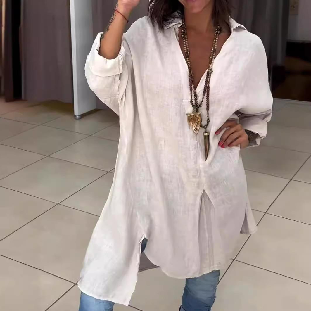 Nuovo Abito Camicia Casual da  - Casual Loose Linen Shirt Dress recensione e prezzo
