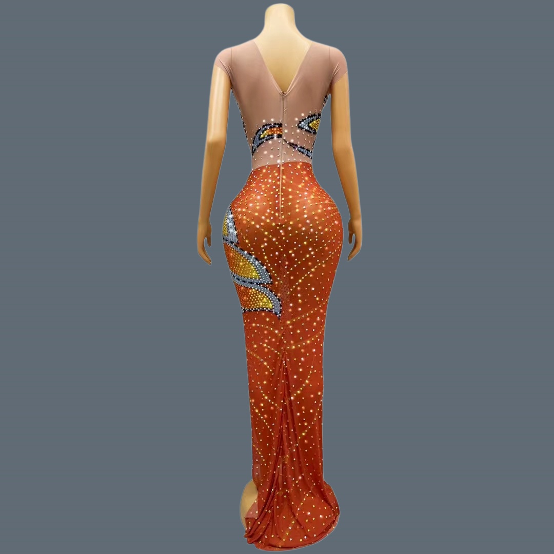 Abito lungo da donna senza man - Sparkly Rhinestone Club Party Dress recensione e prezzo