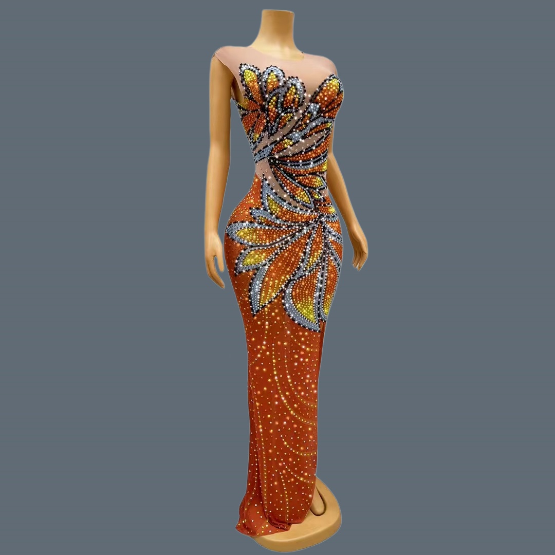 Abito lungo da donna senza man - Sparkly Rhinestone Club Party Dress recensione e prezzo