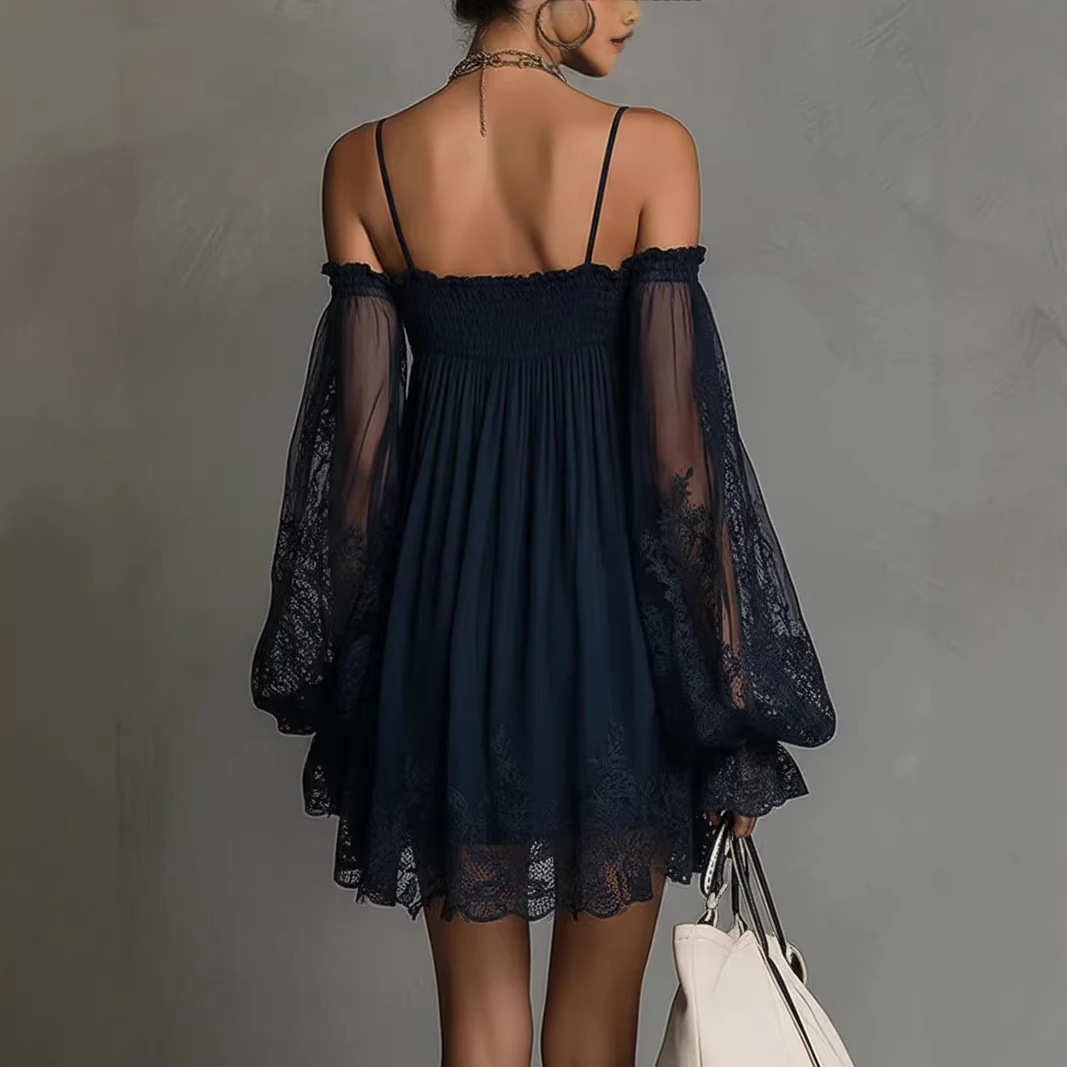 Abito Mini in Pizzo con Spalle - Off Shoulder Puff Sleeve Sundress recensione e prezzo