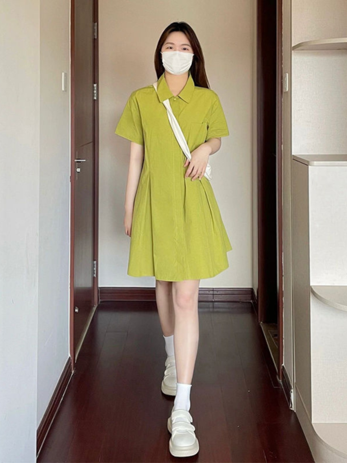 Abito con Colletto Taglie Fort - Korean Style A Line Shirt Dress recensione e prezzo