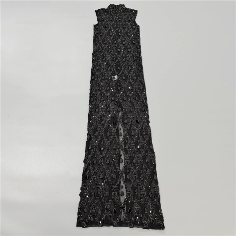 Abito da Sera Nero Brillante S - Sexy Mesh Sheer Bodycon Dress recensione e prezzo