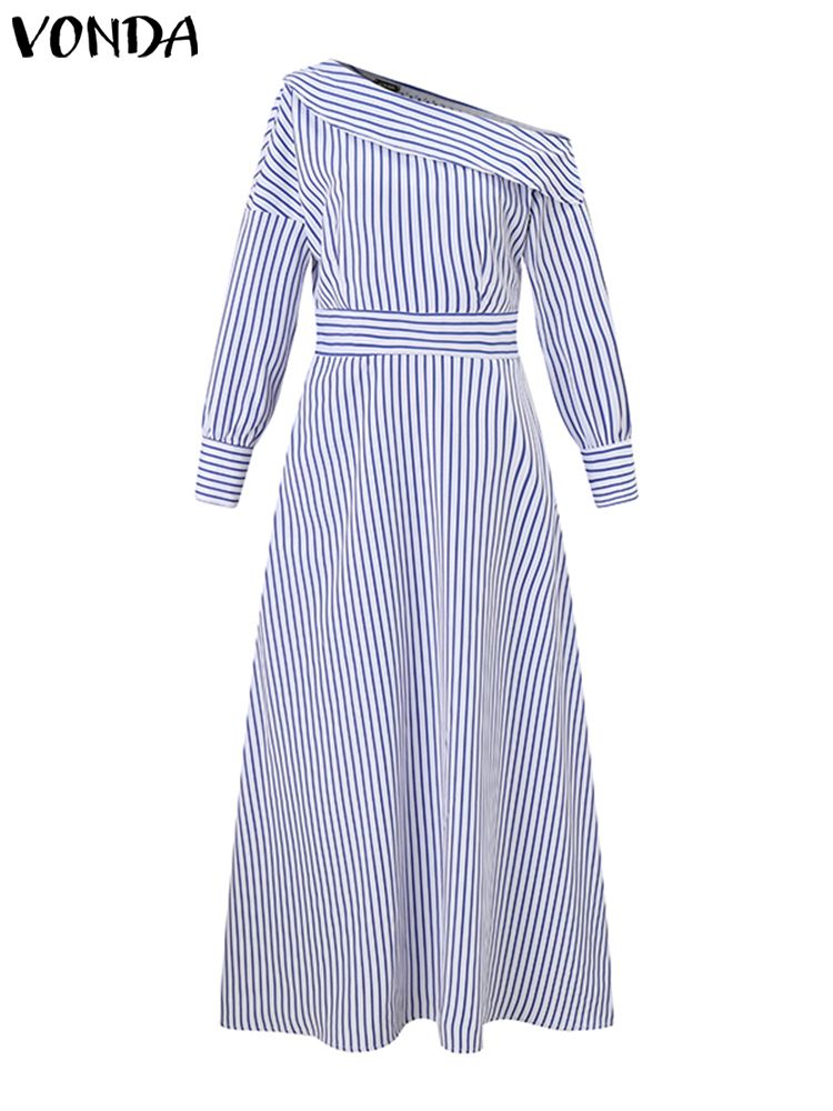 VONDA 2024 abito lungo a righe - Off Shoulder Puff Sleeve Sundress recensione e prezzo