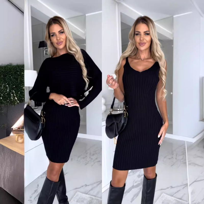 Nuovo Set Autunnale Chic e Sex - Bodycon Long Sleeve Ribbed Dress recensione e prezzo