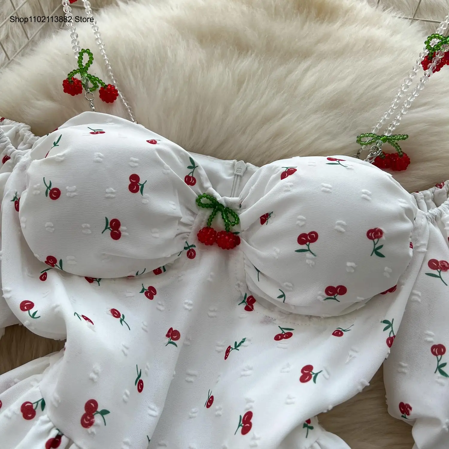 Abito dolce con stampa con man - Off Shoulder Puff Sleeve Sundress recensione e prezzo