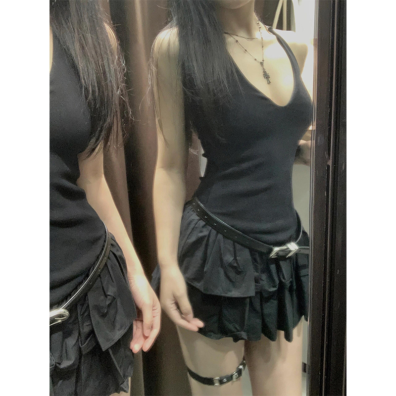 MEXZT Y2K Mini Abito Nero Donn - Y2K Backless Halter Mini Dress recensione e prezzo