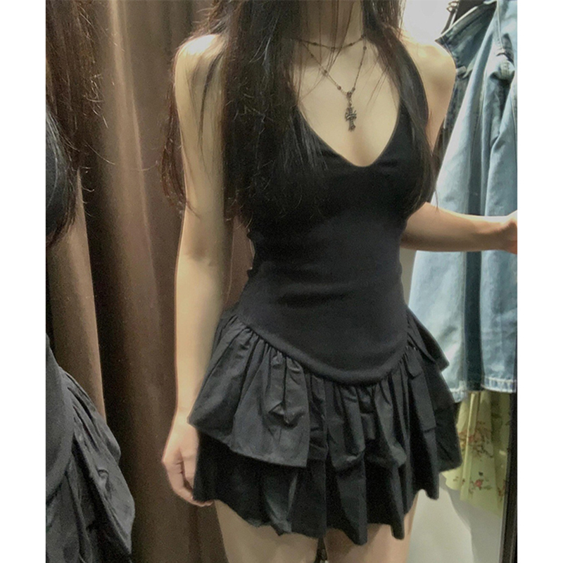 MEXZT Y2K Mini Abito Nero Donn - Y2K Backless Halter Mini Dress recensione e prezzo
