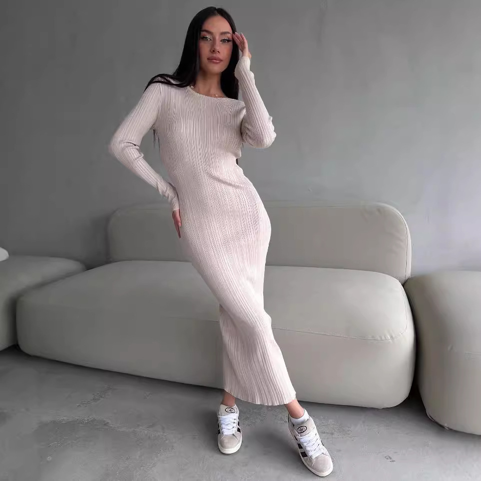 Abito lungo da donna elegante  - Bodycon Long Sleeve Ribbed Dress recensione e prezzo