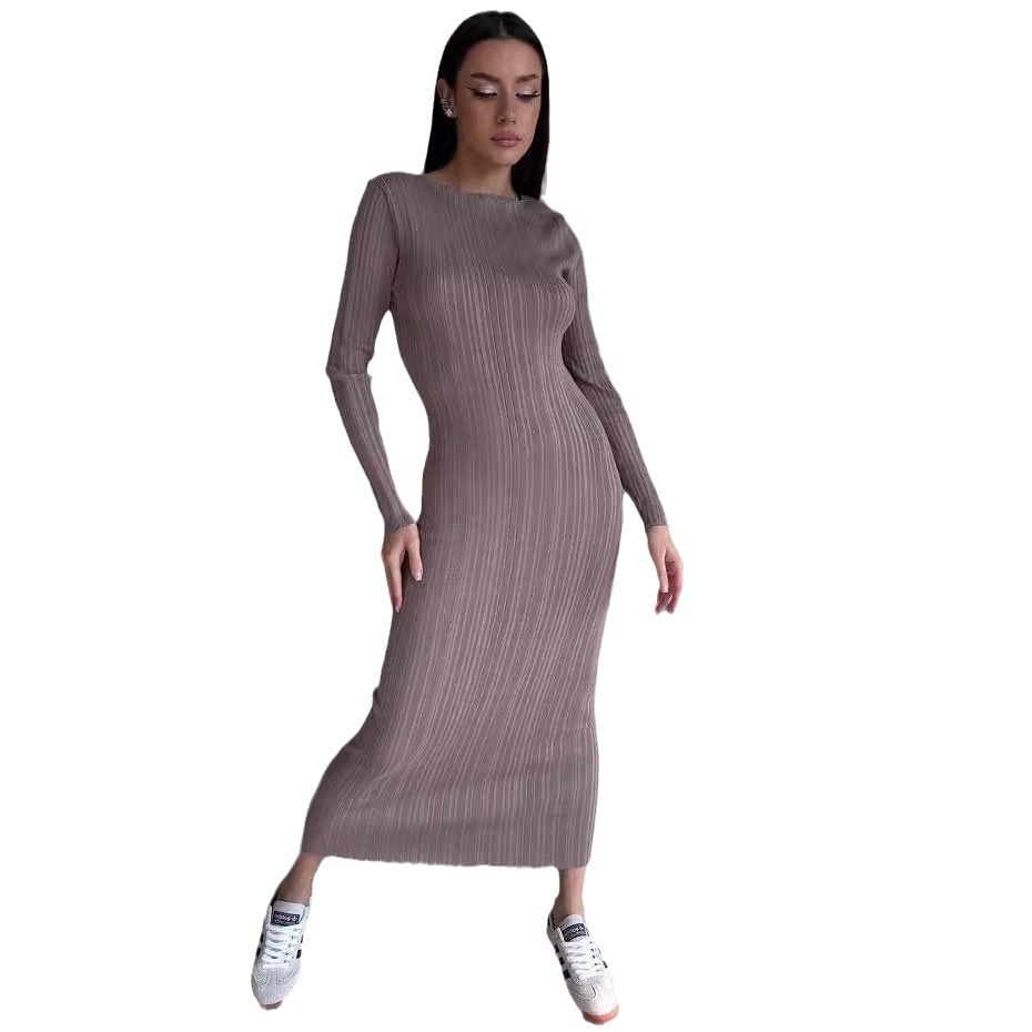 Abito lungo da donna elegante  - Bodycon Long Sleeve Ribbed Dress recensione e prezzo