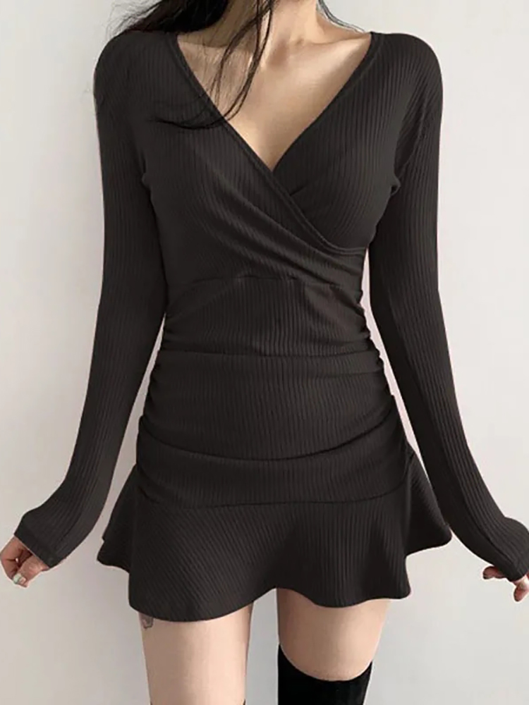 AOSSVIAO abiti Midi a coste la - Bodycon Long Sleeve Ribbed Dress recensione e prezzo