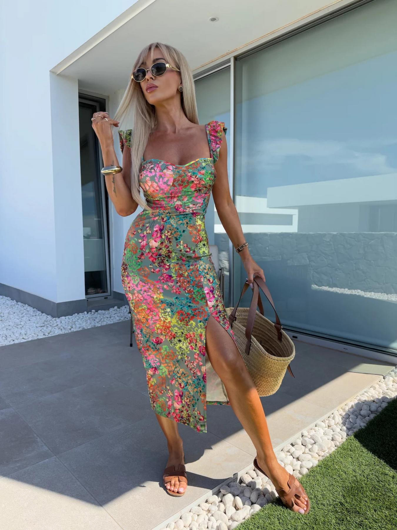 Nuovo Abito Estivo Elegante in - French Vintage Floral Midi Dress recensione e prezzo
