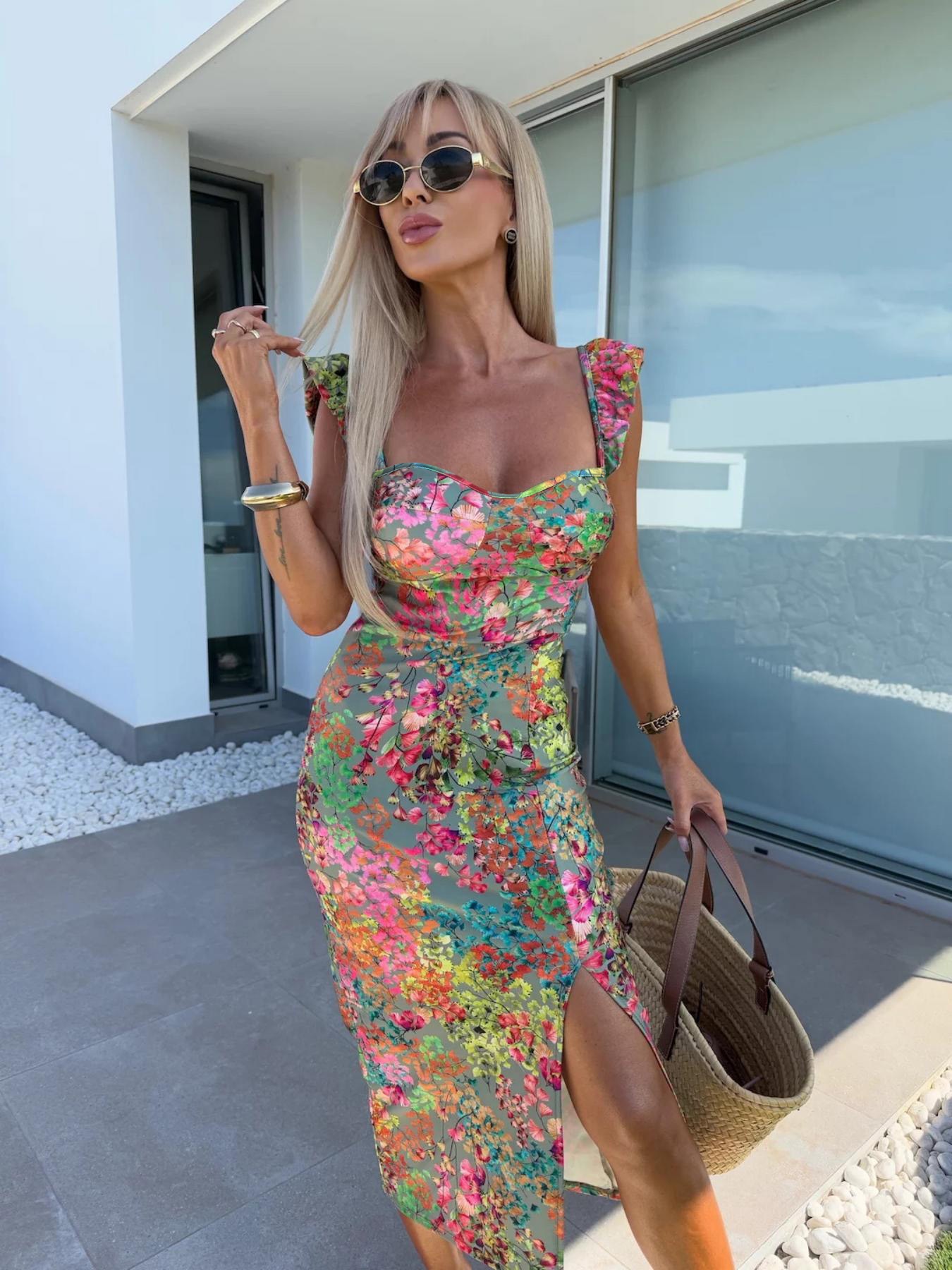 Nuovo Abito Estivo Elegante in - French Vintage Floral Midi Dress recensione e prezzo