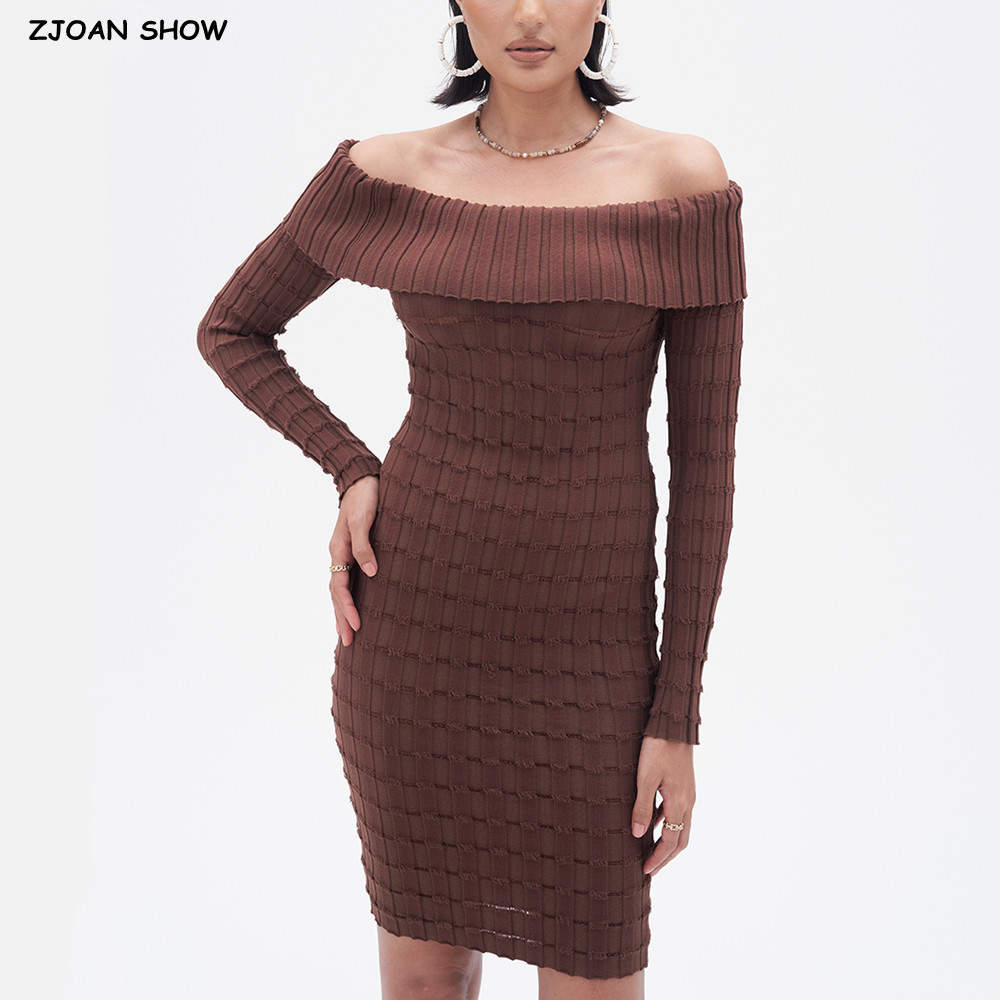 2025 Sexy increspato Slash spa - Bodycon Long Sleeve Ribbed Dress recensione e prezzo