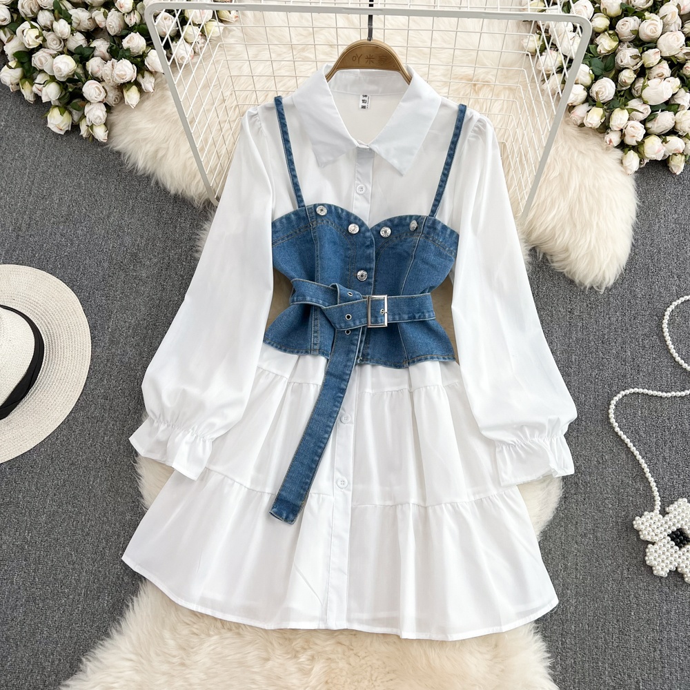 Completo due pezzi in denim st - Korean Style A Line Shirt Dress recensione e prezzo