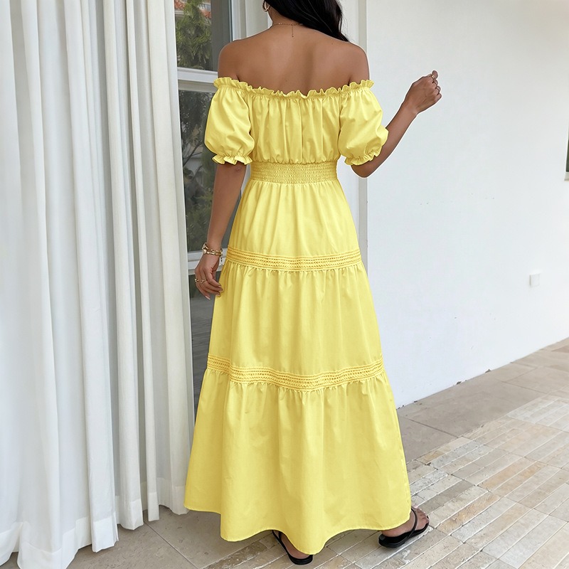 Abito lungo estivo da donna gi - Off Shoulder Puff Sleeve Sundress recensione e prezzo