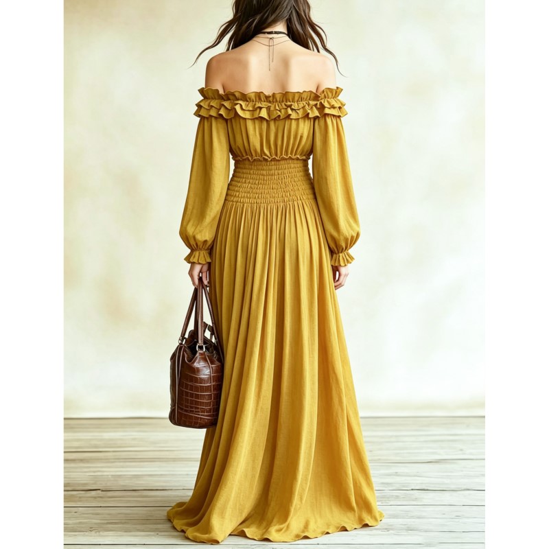 Abiti Lunghi da Donna alla Mod - Off Shoulder Puff Sleeve Sundress recensione e prezzo